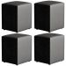 Kit 04 Puffs Quadrado L02 Decorativo Couríssimo Preto Brilho - Lyam Decor
