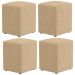 Kit 04 Puffs Quadrado L02 Decorativo Linho Bege Escuro - Lyam Decor