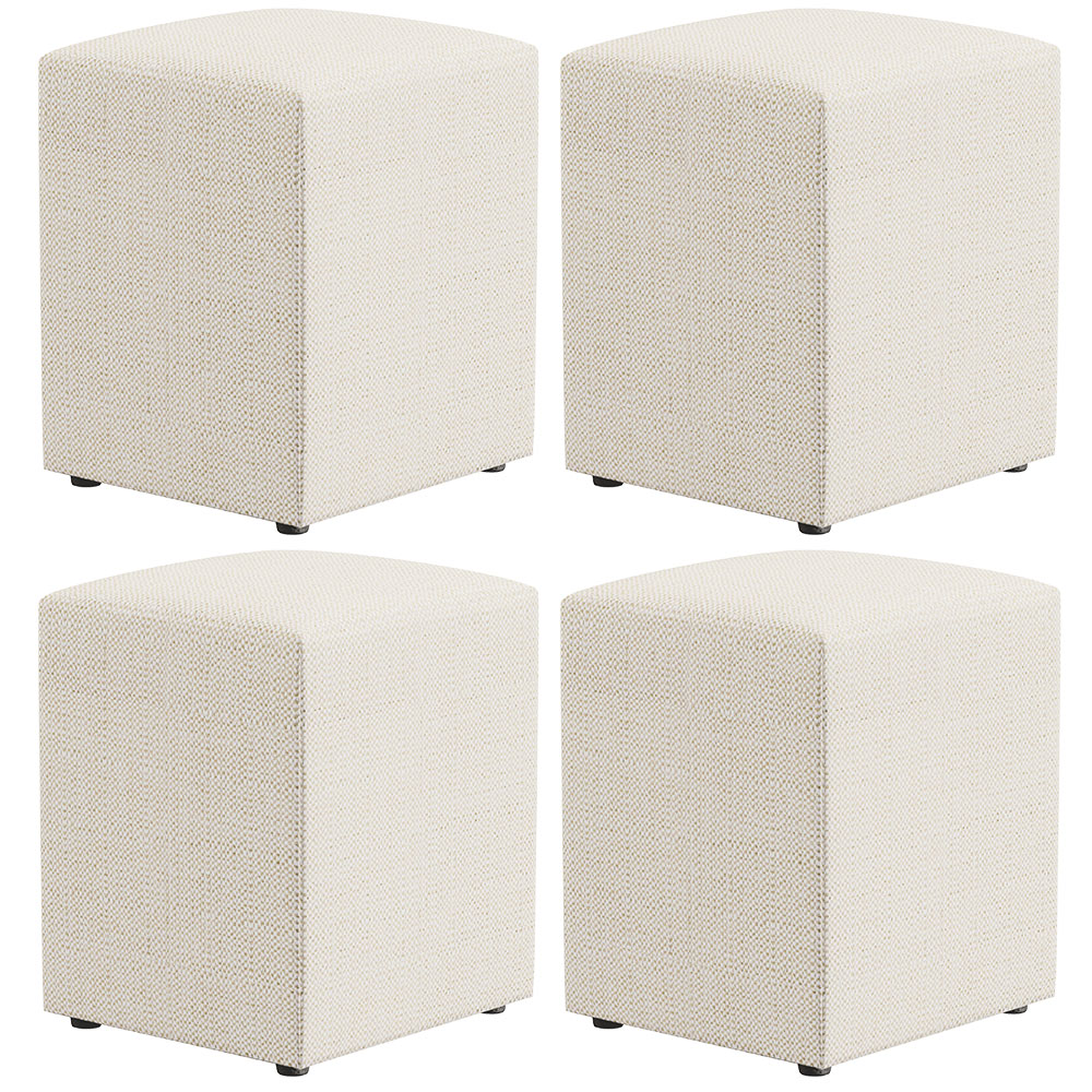Kit 04 Puffs Quadrado L02 Decorativo Linho Champagne - Lyam Decor