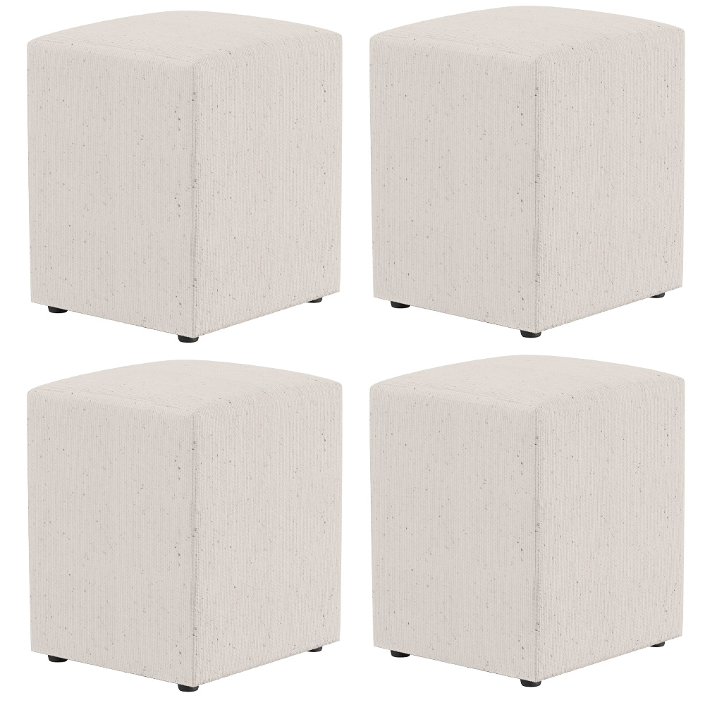 Kit 04 Puffs Quadrado L02 Decorativo Linho Cru - Lyam Decor
