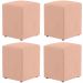 Kit 04 Puffs Quadrado L02 Decorativo Linho Rosê - Lyam Decor
