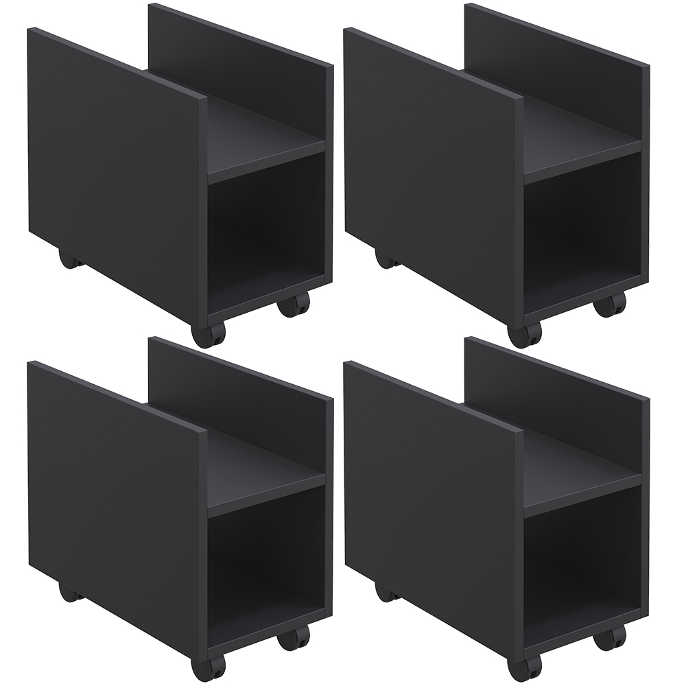 Kit 04 Suportes Para Cpu E Nobreak Com Rodízios Guide L03 Preto - Lyam Decor