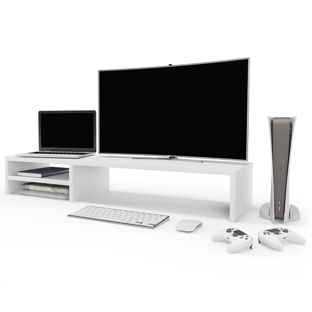 Kit 04 Suportes Para Monitor Stand Home Office Lap 90 cm L03 Branco - Lyam