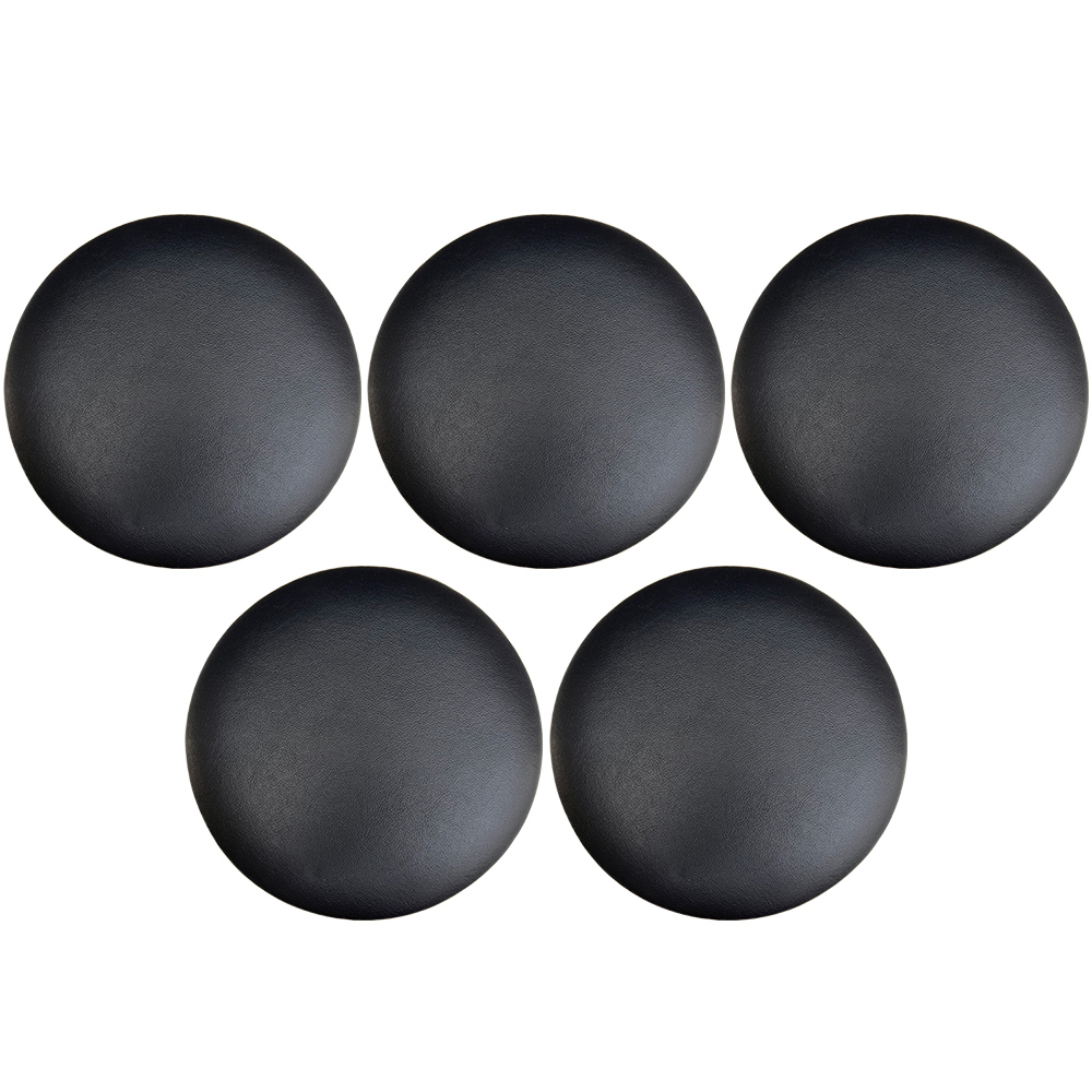 Kit 05 Assentos Redondo Banqueta Cadeira Estofados Poltronas H02 Corino Preto 35 cm - Lyam Decor