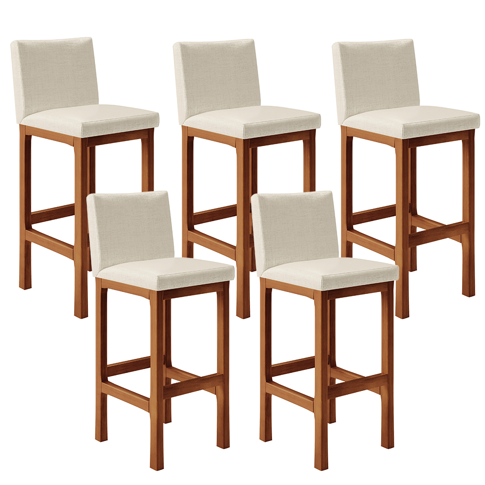Kit 05 Banqueta Alta Para Cozinha Sala De Jantar Fixa Alya L02 Facto Pérola Metalizado - Lyam Decor