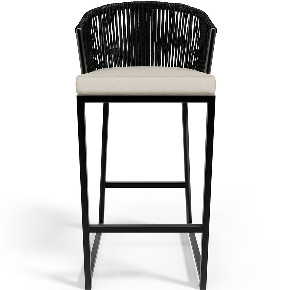 Kit 05 Banqueta Para Área Gourmet Cozinha Varanda Corda Náutica Sunset D04 Preto - Lyam Decor