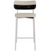 Kit 05 Banquetas Alta Bar Cozinha Sala De Jantar Aço Branco Kaira C01 Linho Areia Courino Preto - Lyam Decor