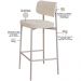 Kit 05 Banquetas Alta Bar Cozinha Sala De Jantar Aço Branco Kaira C01 Linho Palha - Lyam Decor