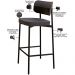 Kit 05 Banquetas Alta Bar Cozinha Sala De Jantar Aço Preto Kaira C01 Linho Preto Courino Preto - Lyam Decor