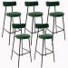 Kit 05 Banquetas Alta Bar Cozinha Sala De Jantar Em Aço Milão F01 Facto Verde Musgo - Lyam Decor