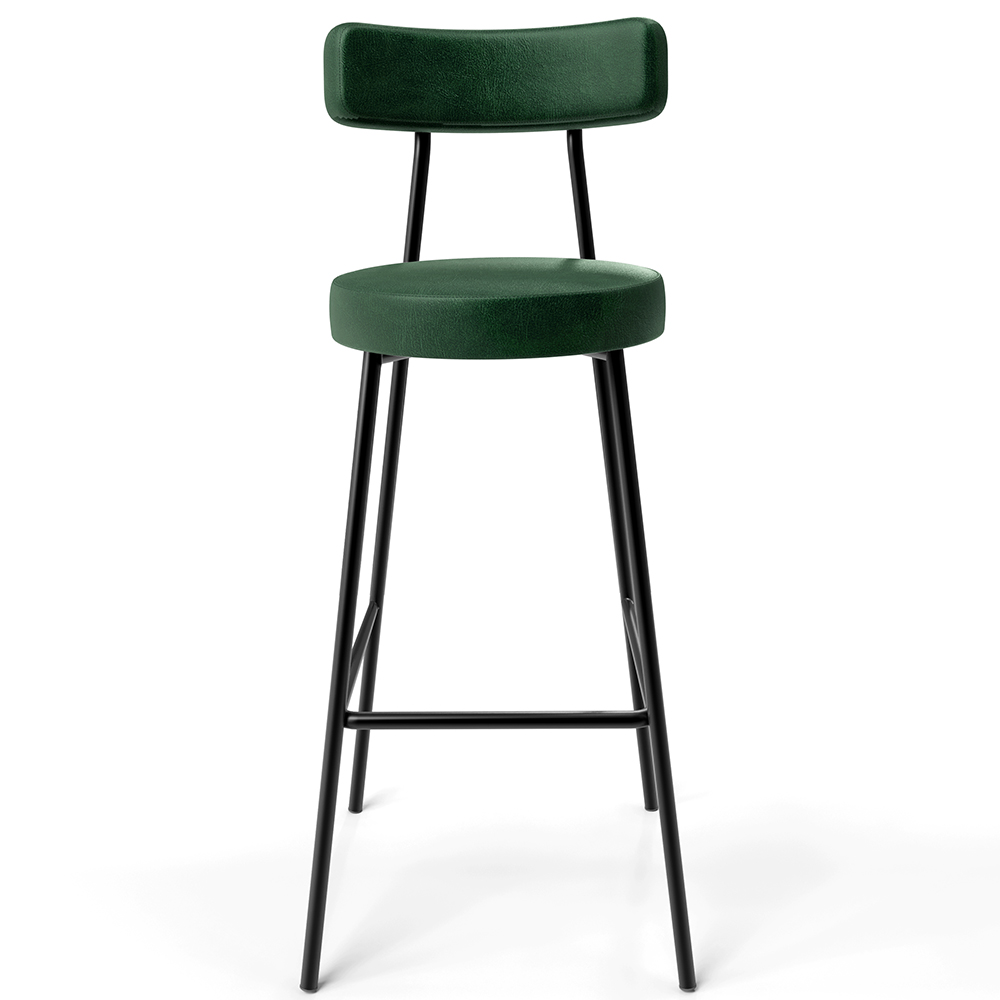 Kit 05 Banquetas Alta Bar Cozinha Sala De Jantar Em Aço Milão F01 Facto Verde Musgo - Lyam Decor