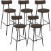 Kit 05 Banquetas Alta Bar Cozinha Sala De Jantar Em Aço Milão F01 Suede Marrom - Lyam Decor