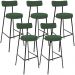 Kit 05 Banquetas Alta Bar Cozinha Sala De Jantar Em Aço Milão F01 Suede Verde Musgo - Lyam Decor