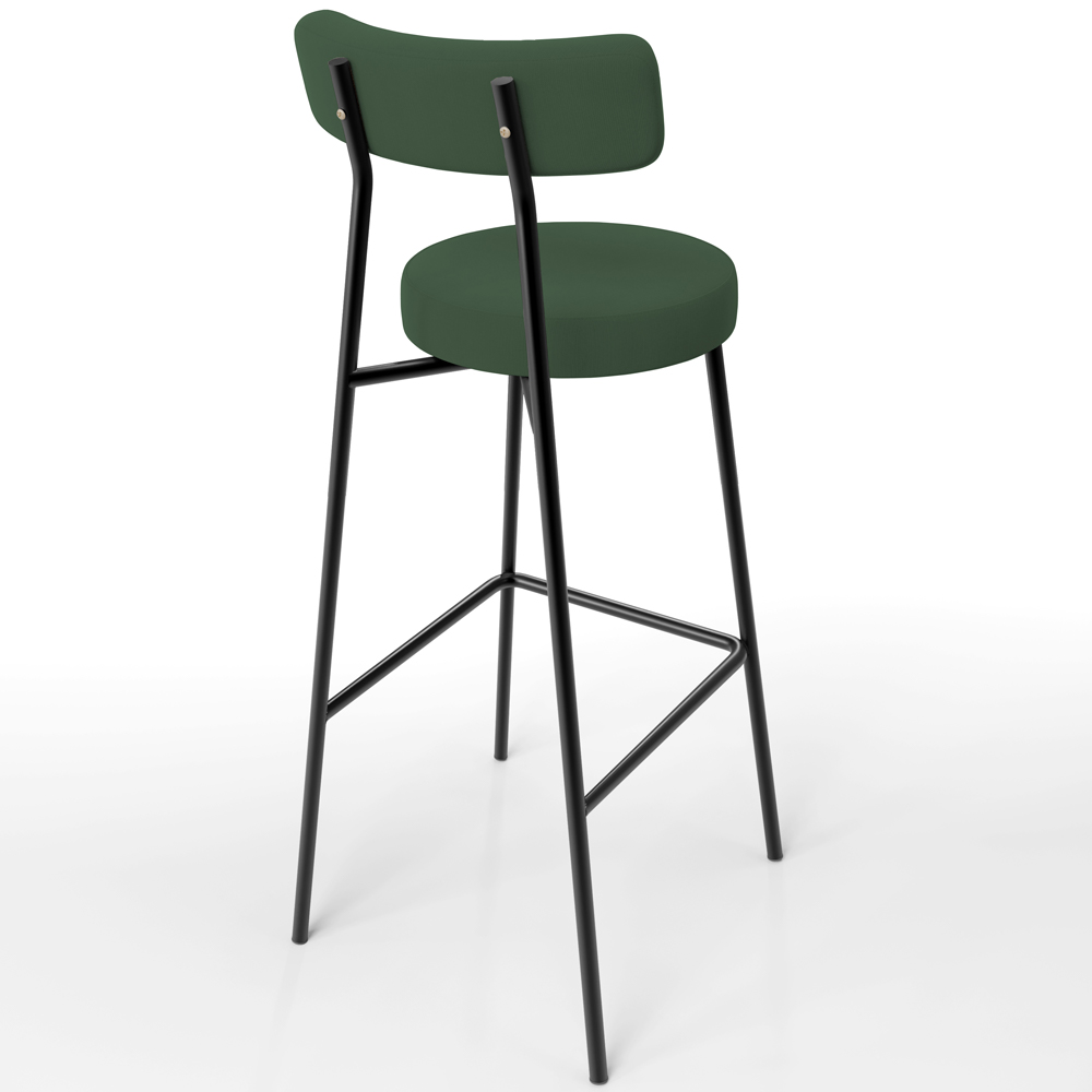 Kit 05 Banquetas Alta Bar Cozinha Sala De Jantar Em Aço Milão F01 Suede Verde Musgo - Lyam Decor