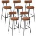 Kit 05 Banquetas Alta Bar Cozinha Sala De Jantar Em Aço Milão L02 Bouclê Terracota - Lyam Decor