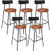 Kit 05 Banquetas Alta Bar Cozinha Sala De Jantar Milão L02 Couríssimo Preto Camel - Lyam Decor