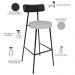 Kit 05 Banquetas Alta Bar Cozinha Sala De Jantar Milão L02 Couríssimo Preto Linho Cinza - Lyam Decor