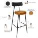 Kit 05 Banquetas Alta Bar Cozinha Sala De Jantar Milão L02 Couríssimo Preto Whisky - Lyam Decor