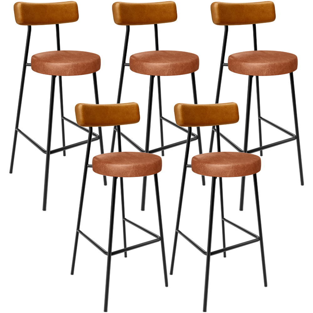 Kit 05 Banquetas Alta Bar Cozinha Sala De Jantar Milão L02 Couríssimo Whisky Camel - Lyam Decor