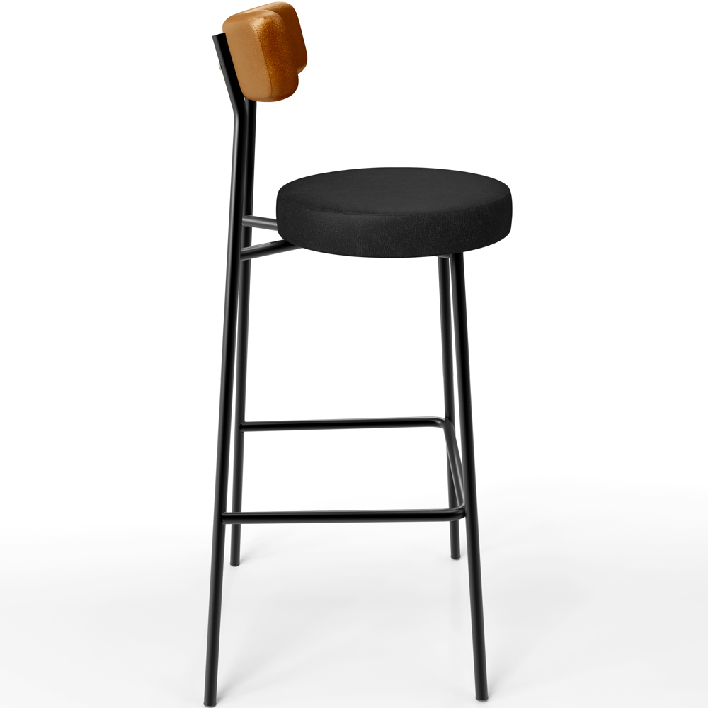Kit 05 Banquetas Alta Bar Cozinha Sala De Jantar Milão L02 Couríssimo Whisky Preto - Lyam Decor
