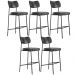 Kit 05 Banquetas Alta Bar Cozinha Sala De Jantar Preto Elira L02 Couríssimo Preto - Lyam Decor