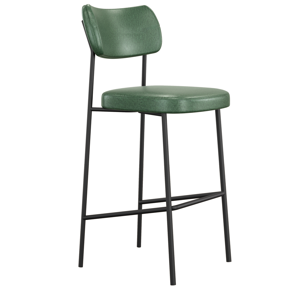 Kit 05 Banquetas Alta Bar Cozinha Sala De Jantar Preto Elira L02 Couríssimo Verde - Lyam Decor