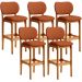 Kit 05 Banquetas Alta Bar Cozinha Sala Jantar Fixa Betta L02 Imbuia Tecido Terracota - Lyam Decor