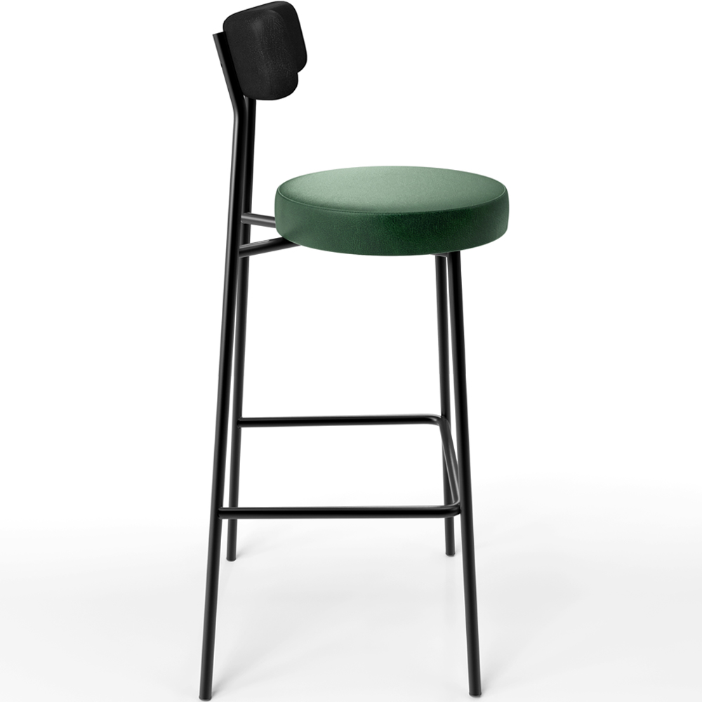 Kit 05 Banquetas Alta Bar Cozinha Sala Jantar Milão L02 Couríssimo Preto Facto Verde - Lyam Decor
