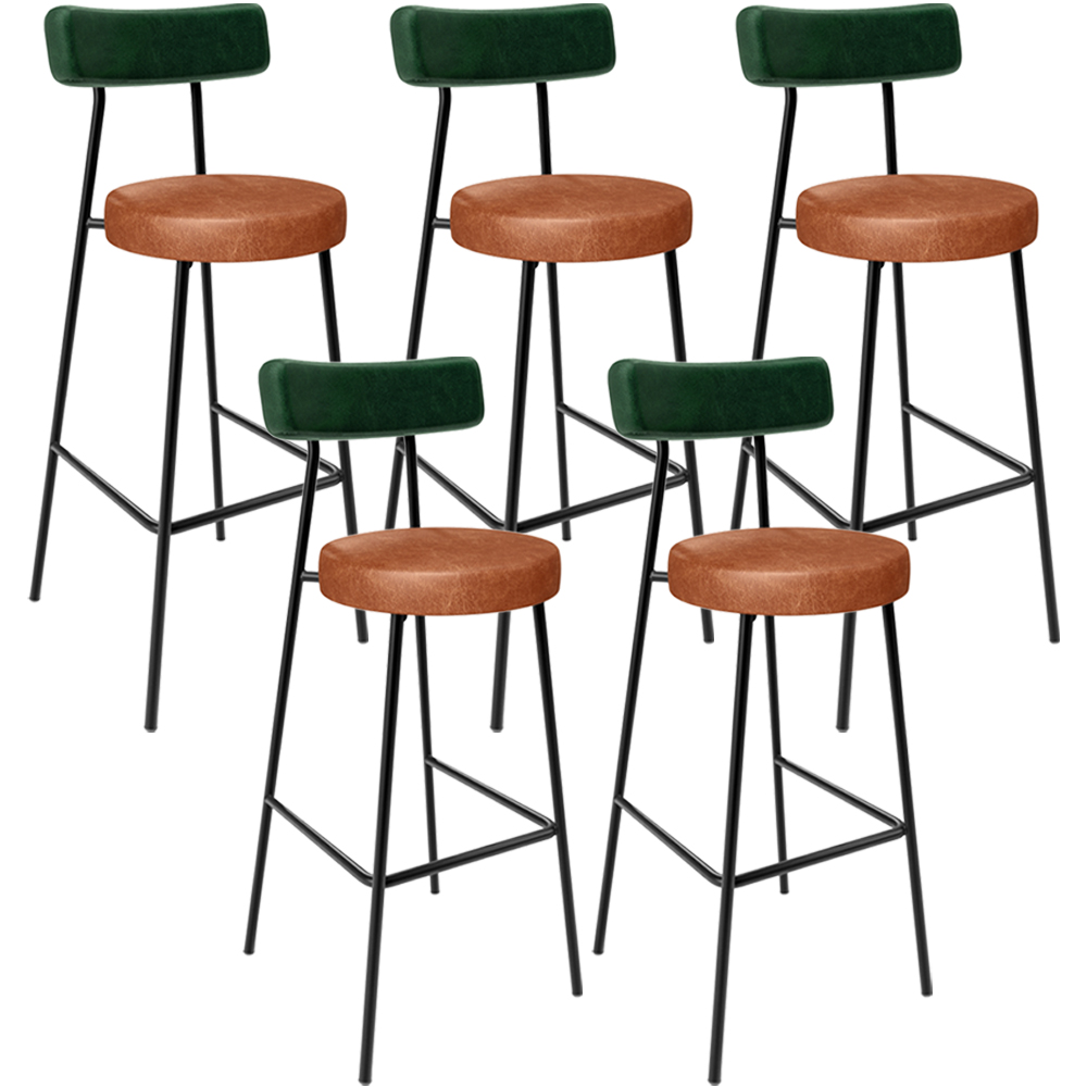 Kit 05 Banquetas Alta Bar Cozinha Sala Jantar Milão L02 Facto Verde Couríssimo Camel - Lyam Decor