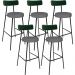Kit 05 Banquetas Alta Bar Cozinha Sala Jantar Milão L02 Facto Verde Linho Cinza Escuro - Lyam Decor