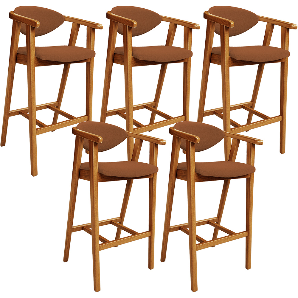 Kit 05 Banquetas Alta Cozinha Bancada Bar Sala de Jantar Fixa Cecília L02 Bouclê Terracota - Lyam