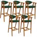 Kit 05 Banquetas Alta Cozinha Bancada Bar Sala de Jantar Fixa Cecília L02 Suede Verde Musgo - Lyam