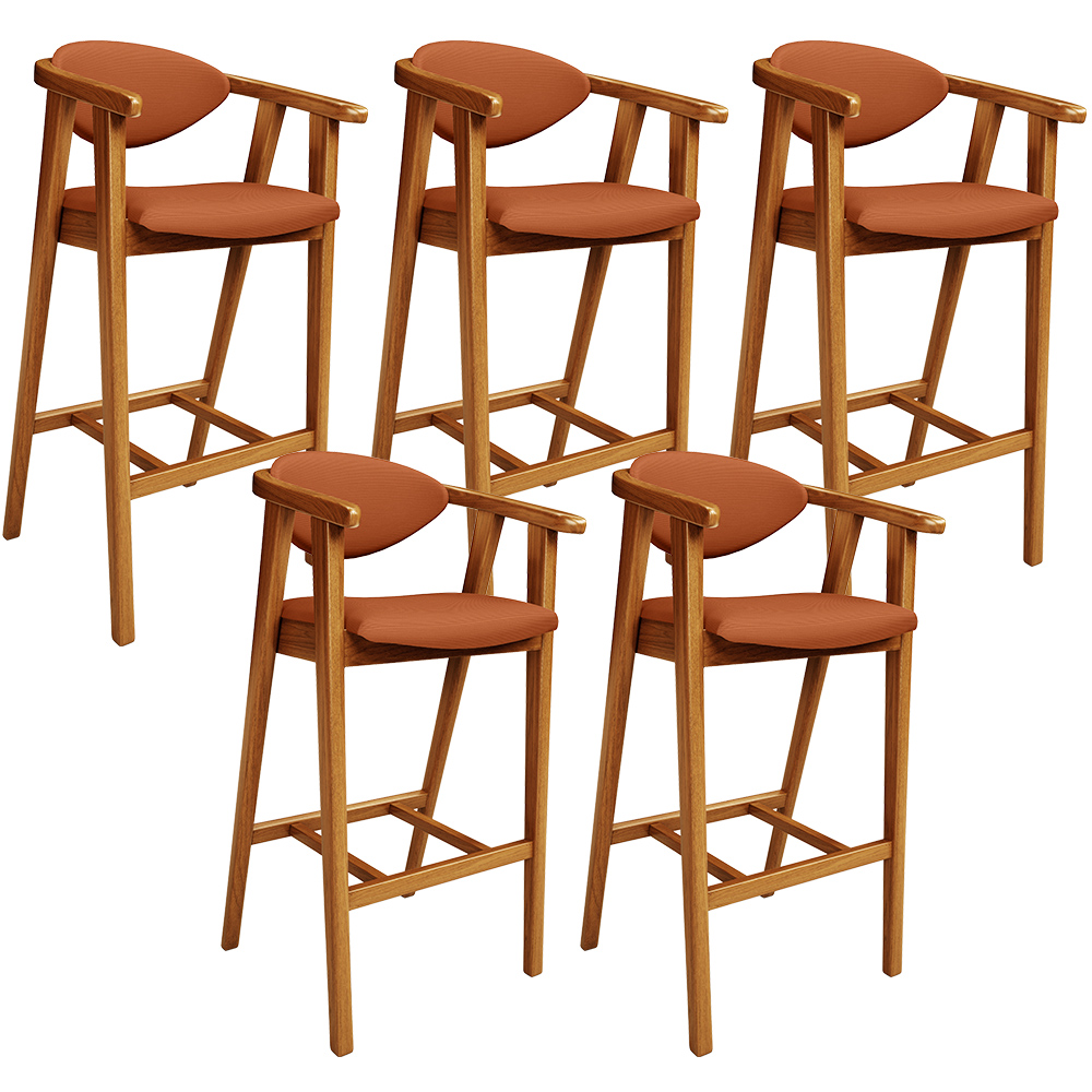 Kit 05 Banquetas Alta Cozinha Bancada Bar Sala de Jantar Fixa Cecília L02 Tecido Terracota - Lyam
