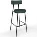 Kit 05 Banquetas Alta Cozinha Bar Sala De Jantar Em Aço Milão L02 Linho Verde Musgo - Lyam Decor