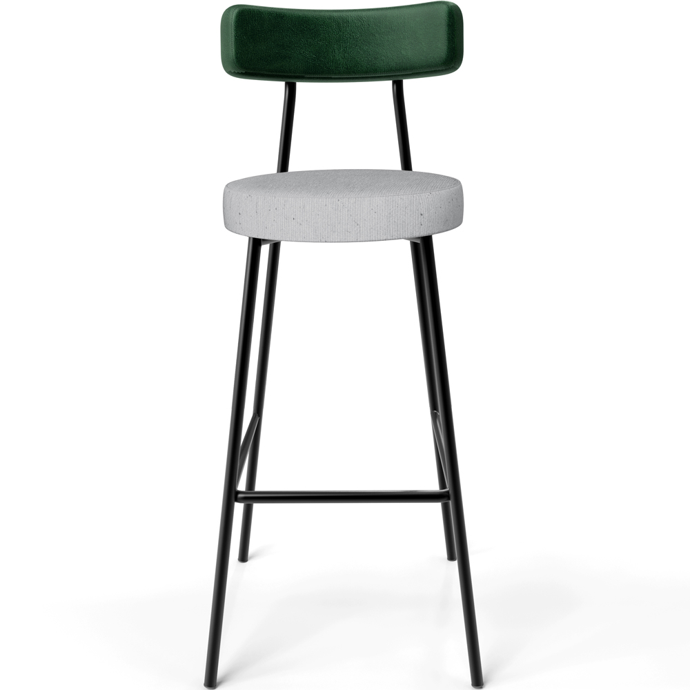 Kit 05 Banquetas Alta Cozinha Bar Sala De Jantar Milão L02 Facto Verde Musgo Linho Cinza - Lyam Decor