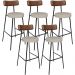 Kit 05 Banquetas Alta Cozinha Bar Sala Jantar Milão L02 Couríssimo Marrom Linho Bege - Lyam Decor