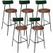 Kit 05 Banquetas Alta Cozinha Sala De Jantar Milão L02 Facto Verde Couríssimo Marrom - Lyam Decor