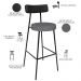 Kit 05 Banquetas Alta Cozinha Sala Jantar Milão L02 Couríssimo Preto Linho Cinza Escuro - Lyam Decor