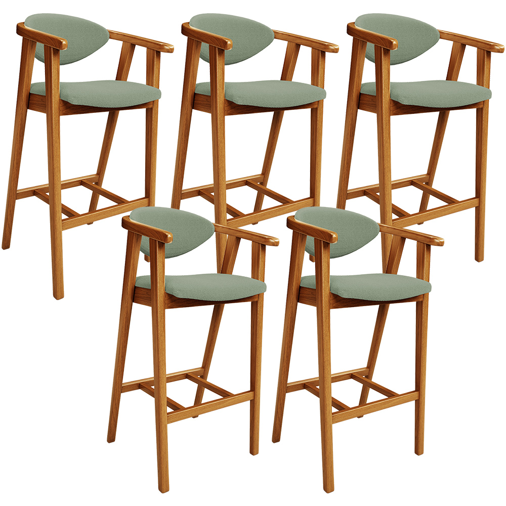 Kit 05 Banquetas Alta Para Cozinha Bancada Bar Sala de Jantar Fixa Cecília L02 Bouclê Oliva - Lyam