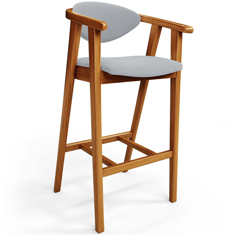 Kit 05 Banquetas Alta Para Cozinha Bancada Bar Sala de Jantar Fixa Cecília L02 Suede Cinza - Lyam