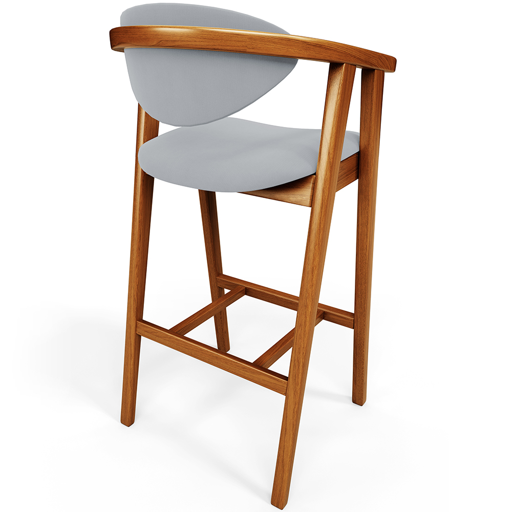 Kit 05 Banquetas Alta Para Cozinha Bancada Bar Sala de Jantar Fixa Cecília L02 Suede Cinza - Lyam