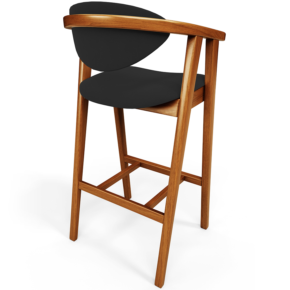 Kit 05 Banquetas Alta Para Cozinha Bancada Bar Sala de Jantar Fixa Cecília L02 Suede Preto - Lyam