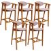Kit 05 Banquetas Alta Para Cozinha Bancada Bar Sala de Jantar Fixa Cecília L02 Suede Rosê - Lyam