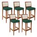 Kit 05 Banquetas Alta Para Cozinha Encosto em Tela Branco Zion L02 Suede Verde Musgo - Lyam Decor