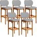 Kit 05 Banquetas Alta Para Cozinha Madeira Fixa Betta L02 Imbuia Facto Cinza - Lyam Decor