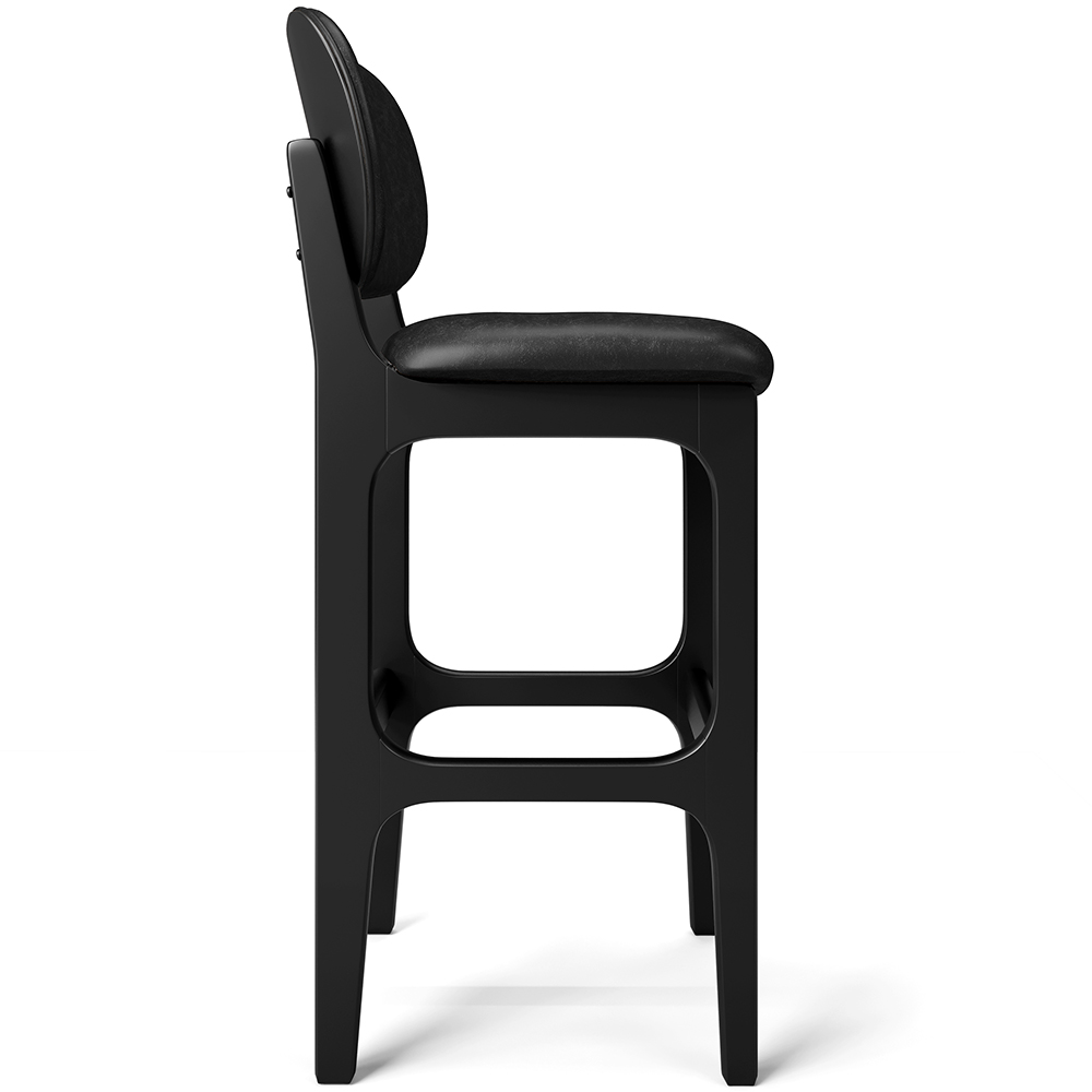 Kit 05 Banquetas Alta Para Cozinha Madeira Fixa Betta L02 Preto Couríssimo Preto - Lyam Decor