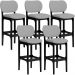 Kit 05 Banquetas Alta Para Cozinha Madeira Fixa Betta L02 Preto Facto Cinza - Lyam Decor
