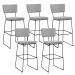Kit 05 Banquetas Alta Para Cozinha Sala De Jantar Base Aço Fixa Allana L02 Linho Cinza - Lyam Decor