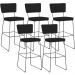 Kit 05 Banquetas Alta Para Cozinha Sala De Jantar Base Em Aço Allana L02 Suede Preto - Lyam Decor