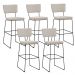 Kit 05 Banquetas Alta Para Cozinha Sala De Jantar Base em Aço Fixa Allana L02 Linho Cru - Lyam Decor